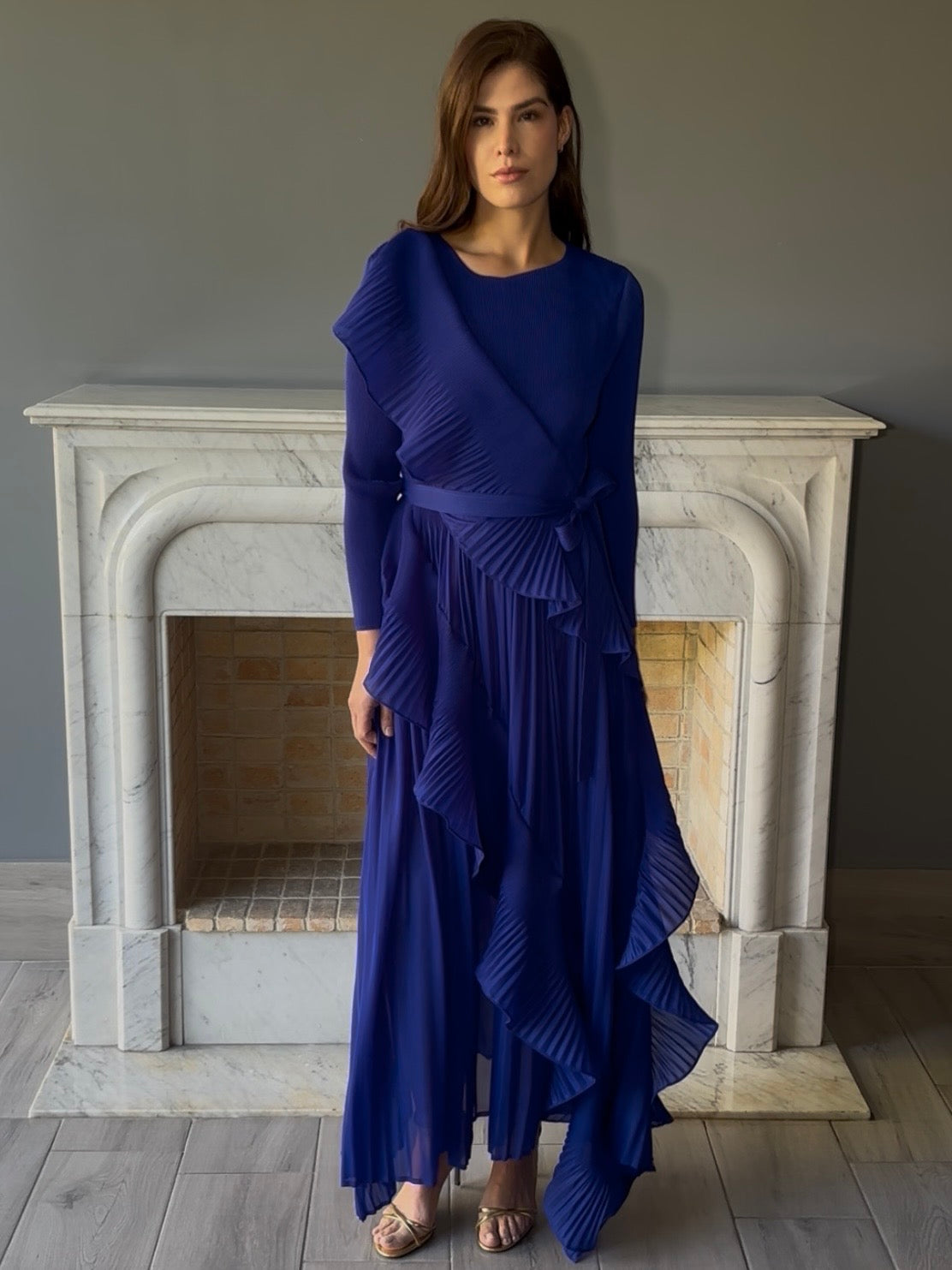 VESTIDO LARGO AZUL QC3788