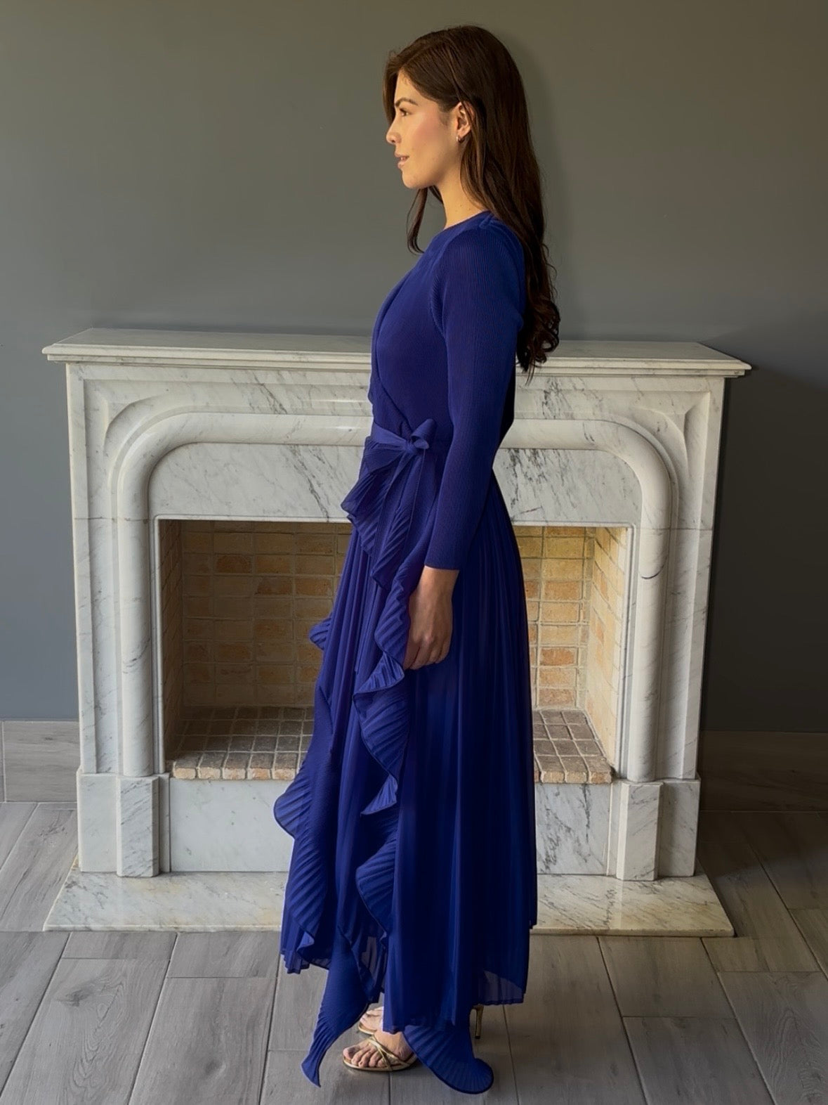 VESTIDO LARGO AZUL QC3788