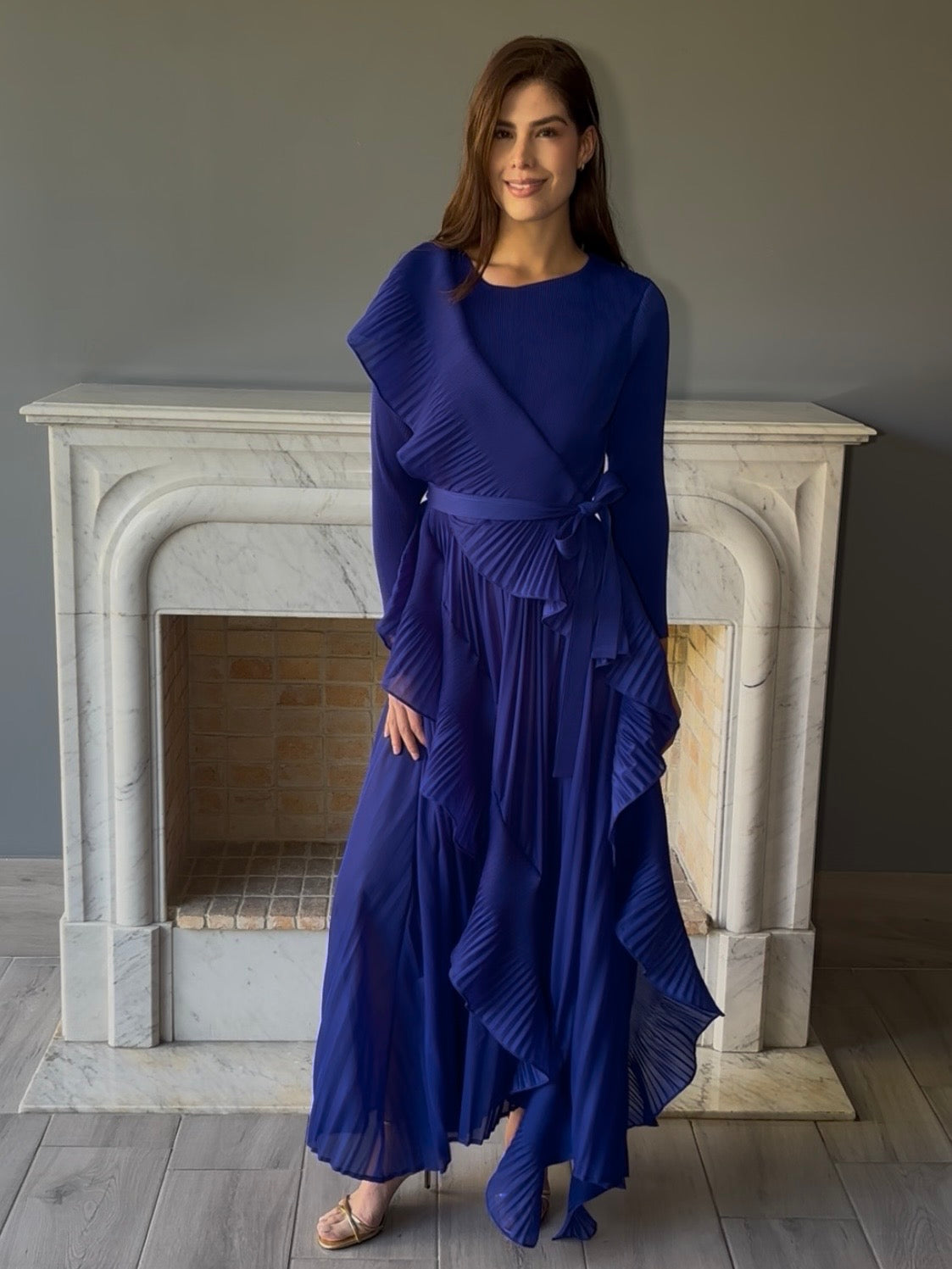 VESTIDO LARGO AZUL QC3788