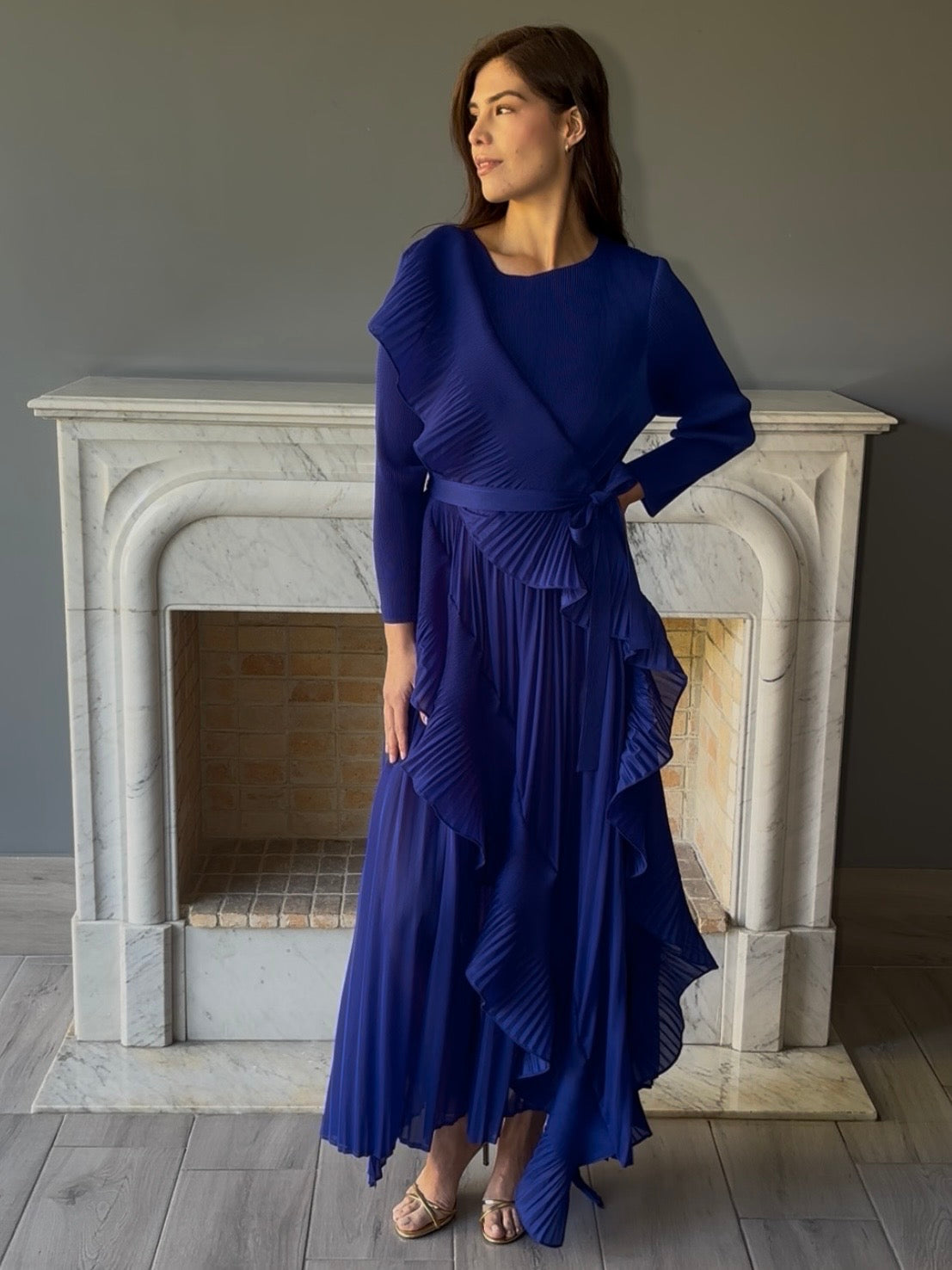 VESTIDO LARGO AZUL QC3788