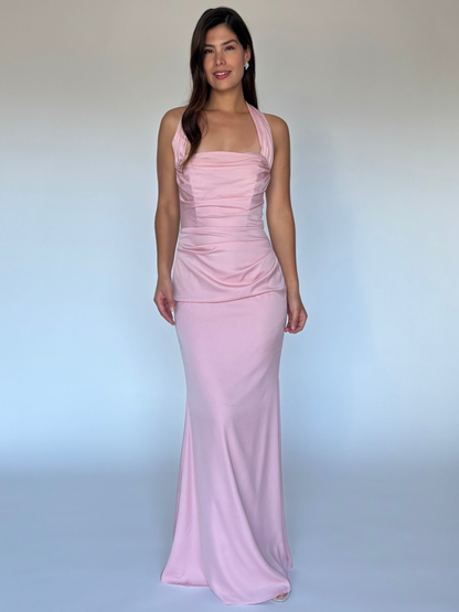 VESTIDO LARGO ROSA 22607