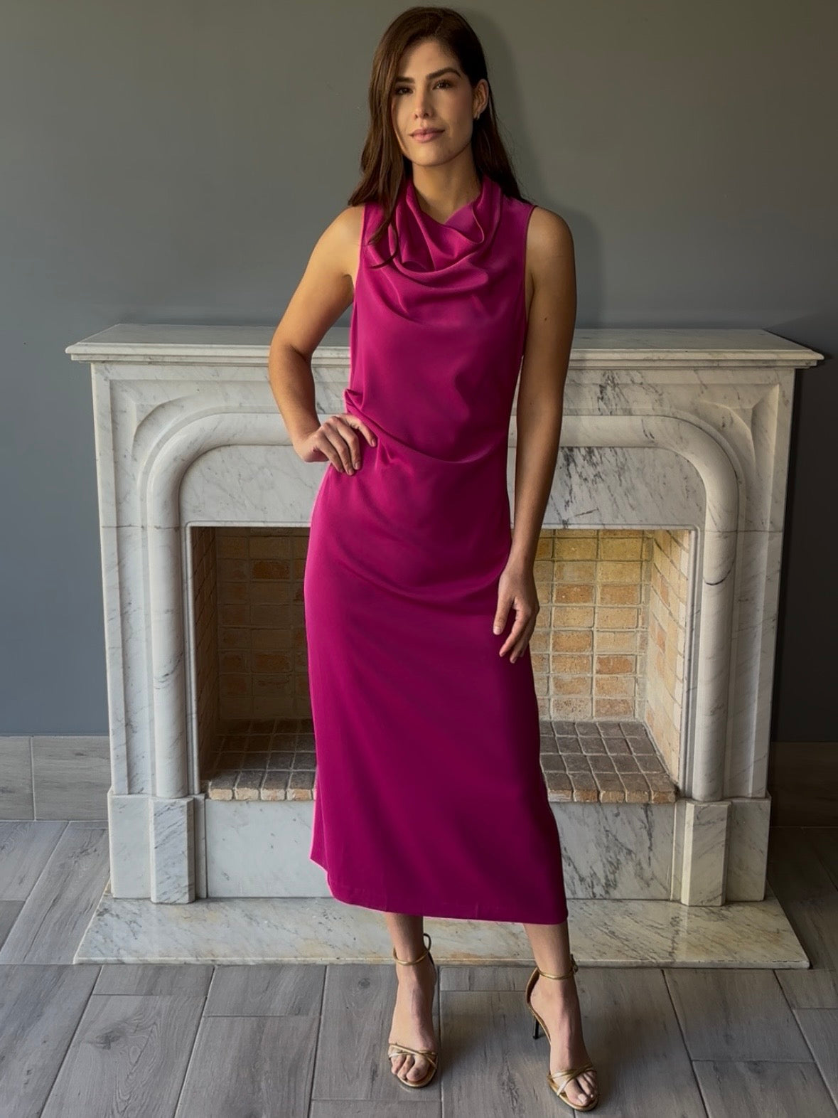 VESTIDO ROSA MIDI 10605