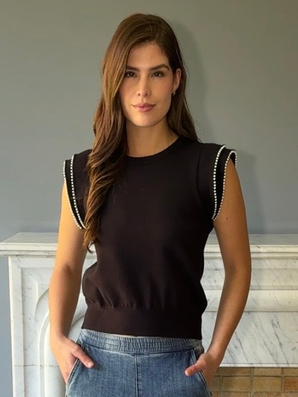 BLUSA NEGRA CON PERLAS 4805H