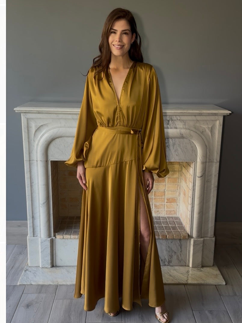 VESTIDO LARGO MOSTAZA 12009