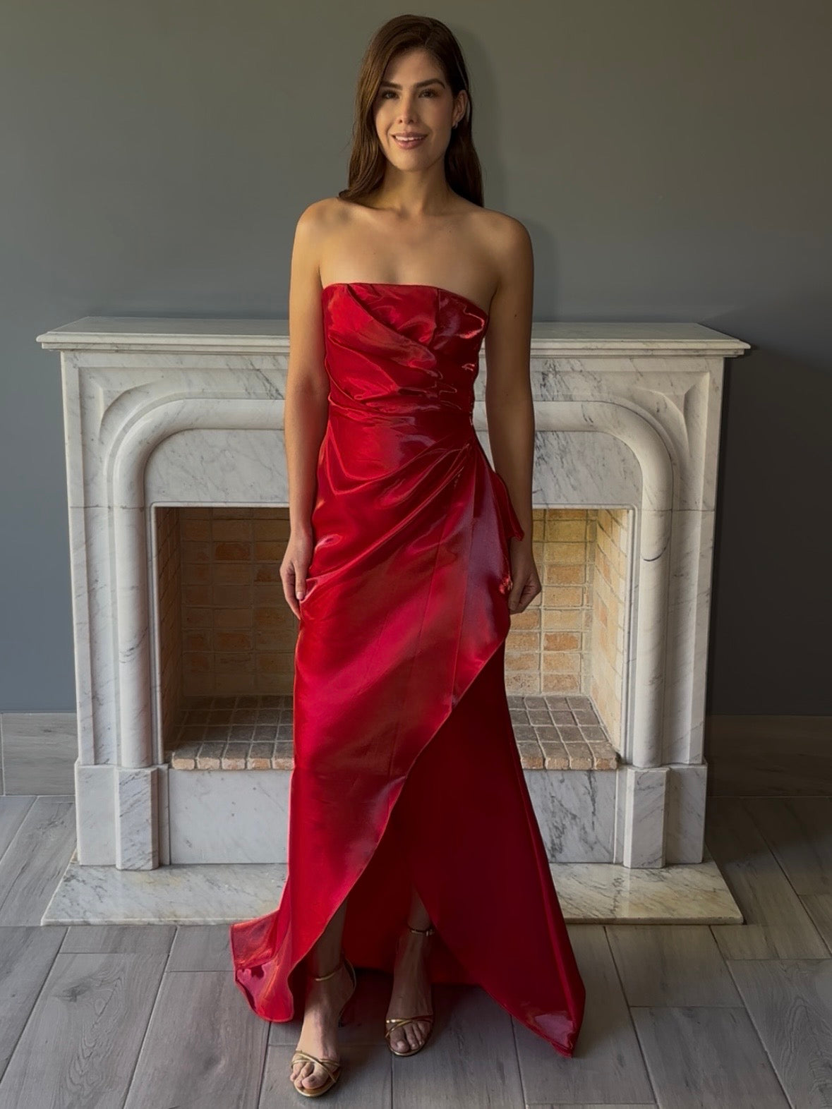 VESTIDO LARGO ROJO 24410