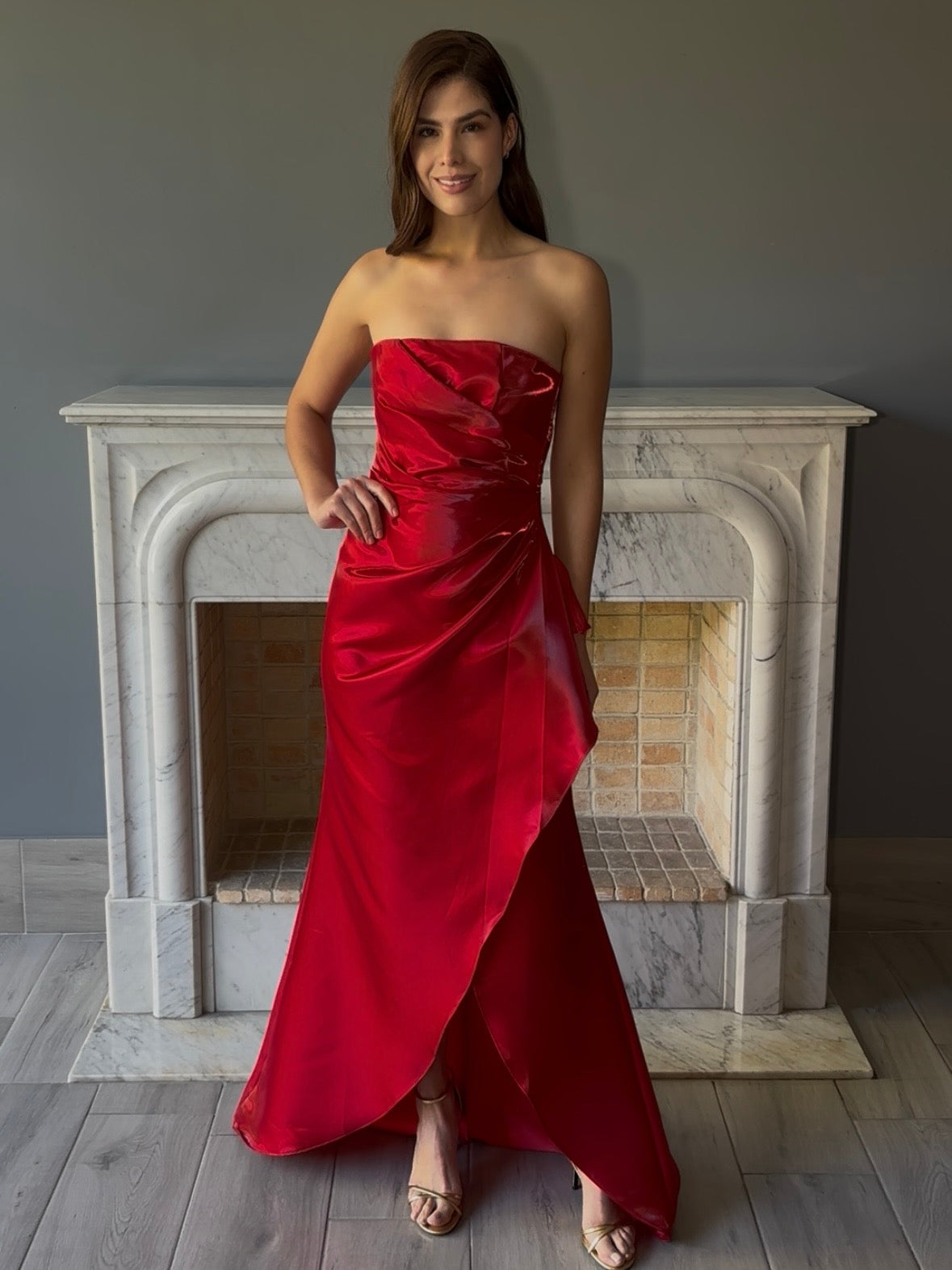 VESTIDO LARGO ROJO 24410