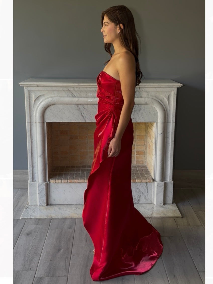 VESTIDO LARGO ROJO 24410