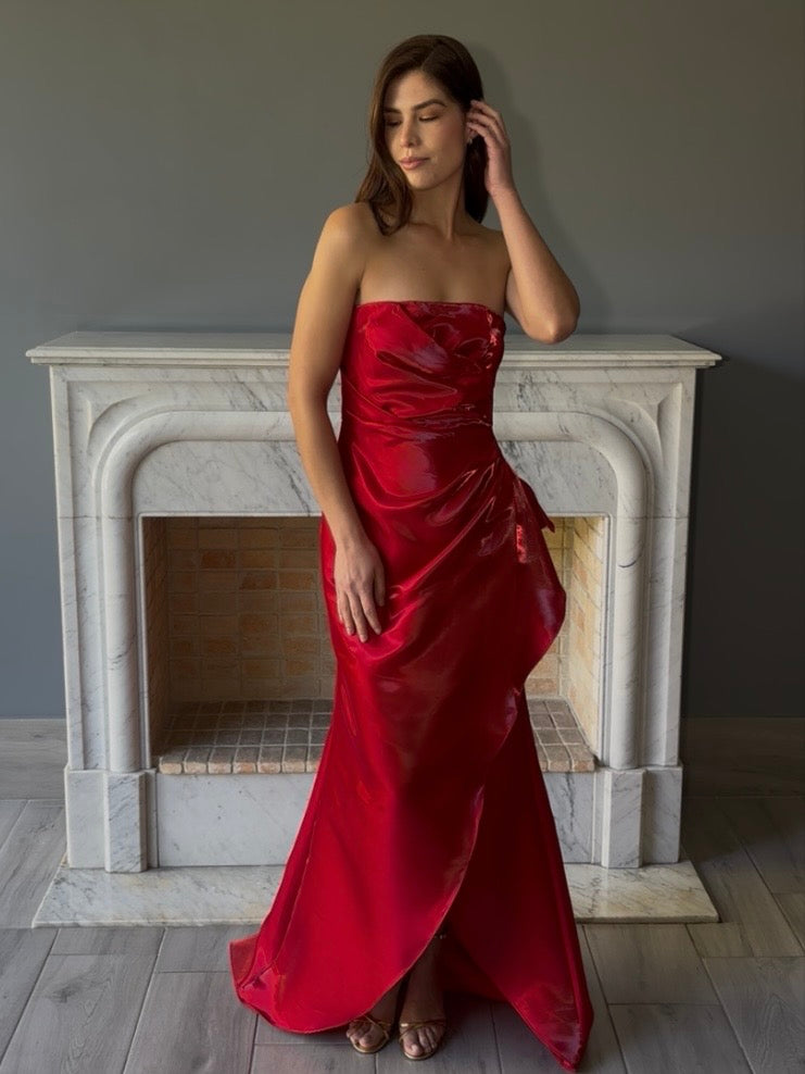 VESTIDO LARGO ROJO 24410