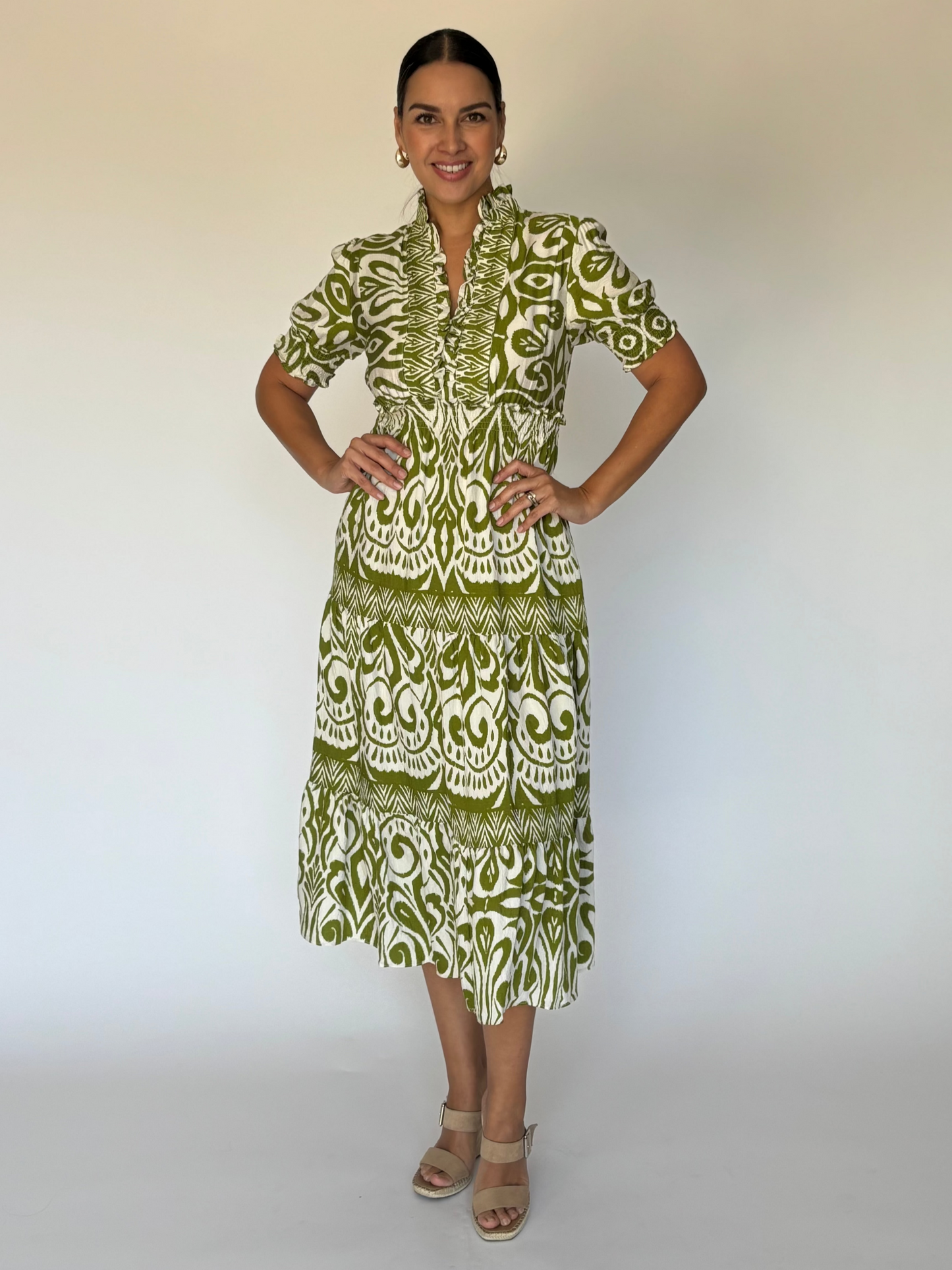 VESTIDO MIDI ESTAMPADO Y8358