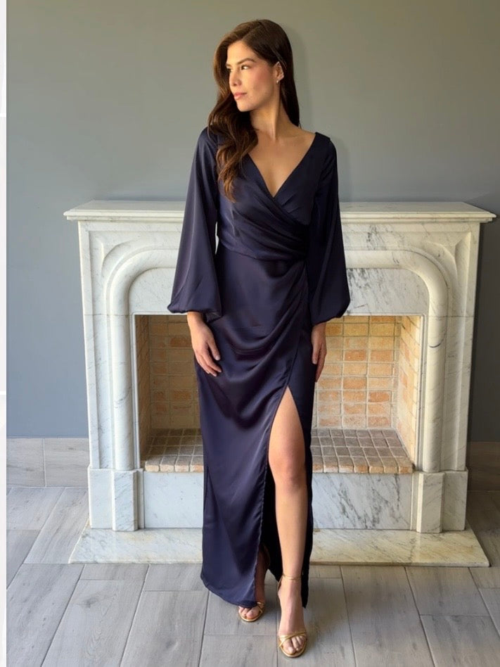 VESTIDO MANGA LARGA AZUL F22939