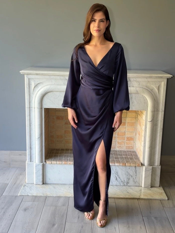 VESTIDO MANGA LARGA AZUL F22939