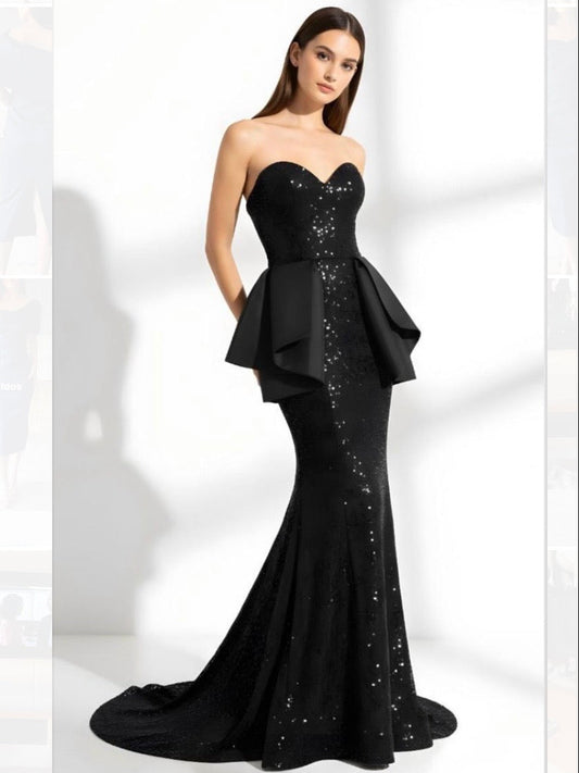 VESTIDO NEGRO CON MOÑO