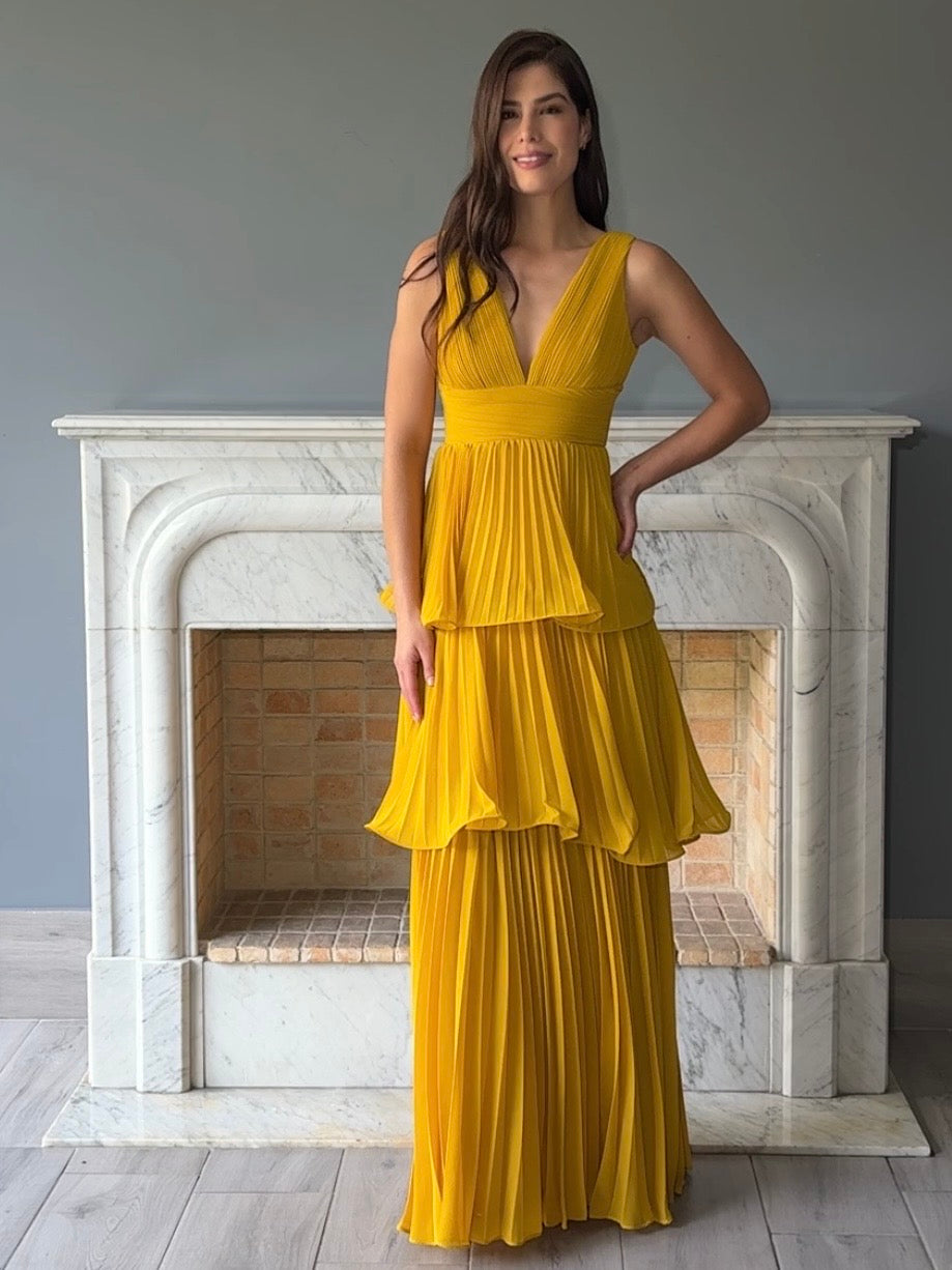 VESTIDO LARGO MOSTAZA 22994