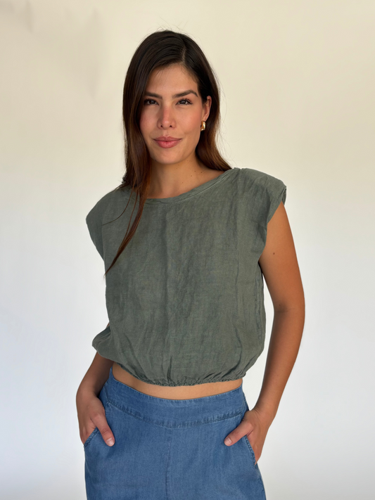 BLUSA VERDE LINO 80814