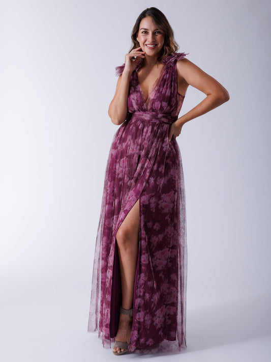 VESTIDO ESTAMPADO TINTO M1010