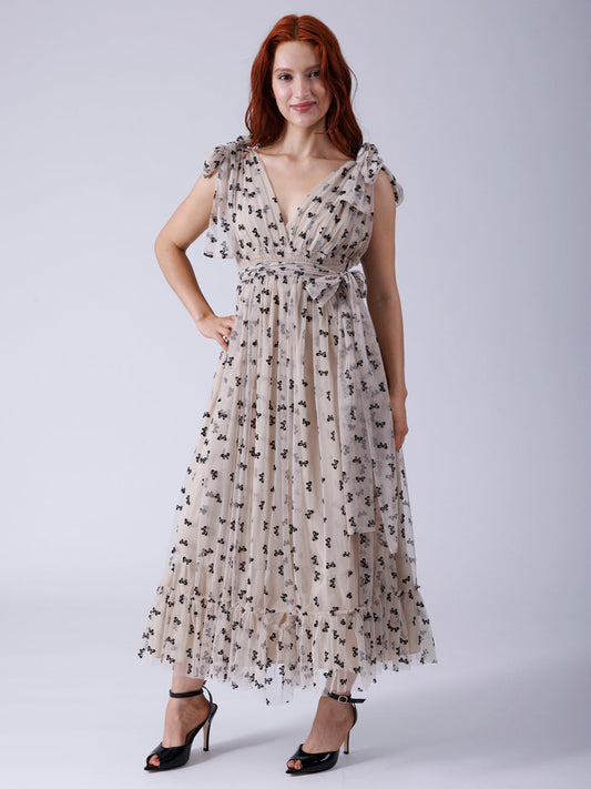 VESTIDO MIDI BEIGE D5861