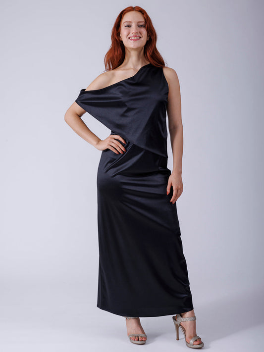 VESTIDO MIDI NEGRO D9108