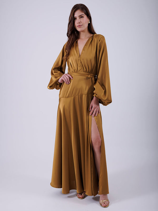 VESTIDO LARGO MOSTAZA 12009