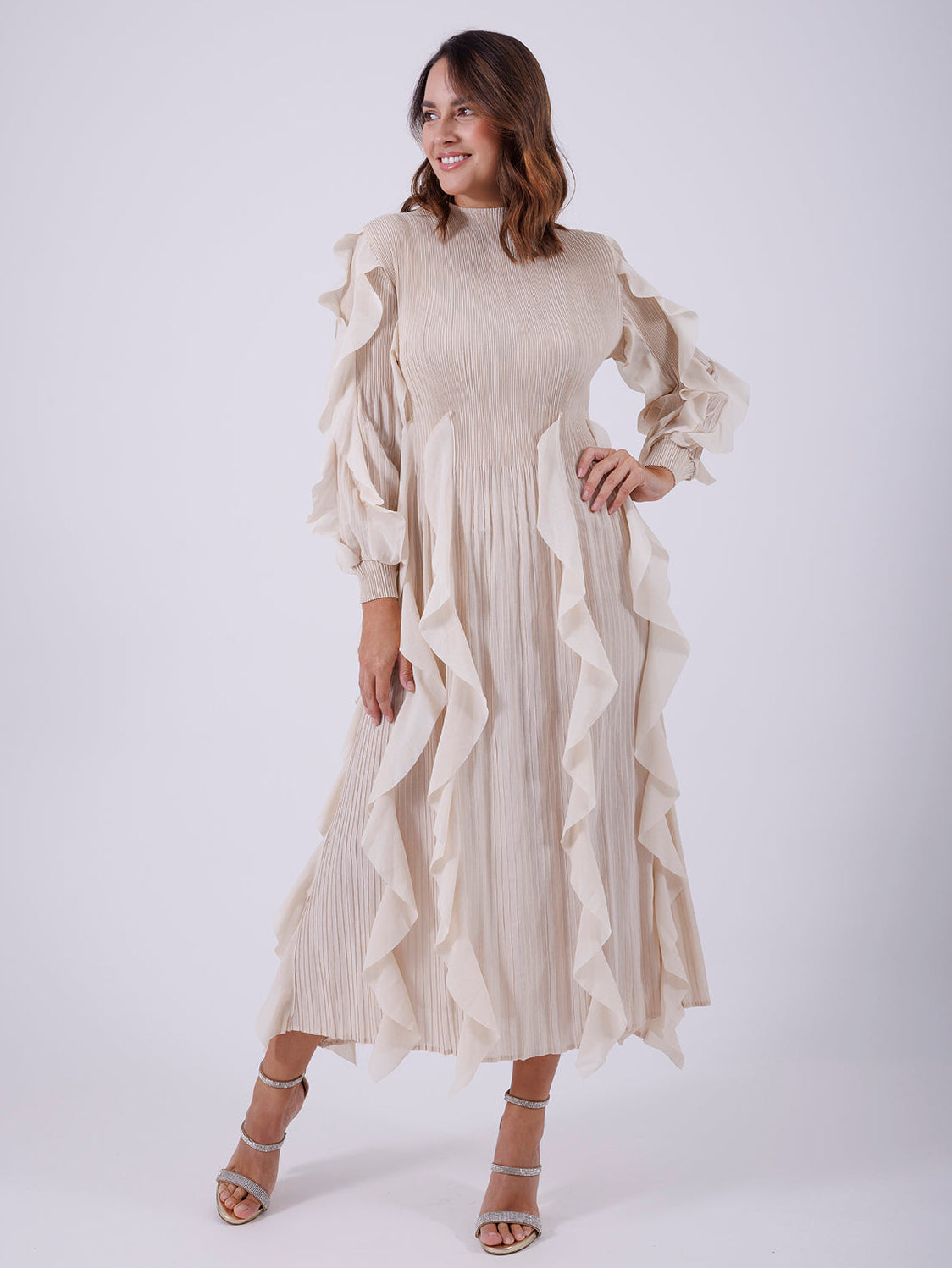 VESTIDO MIDI BEIGE PC3687