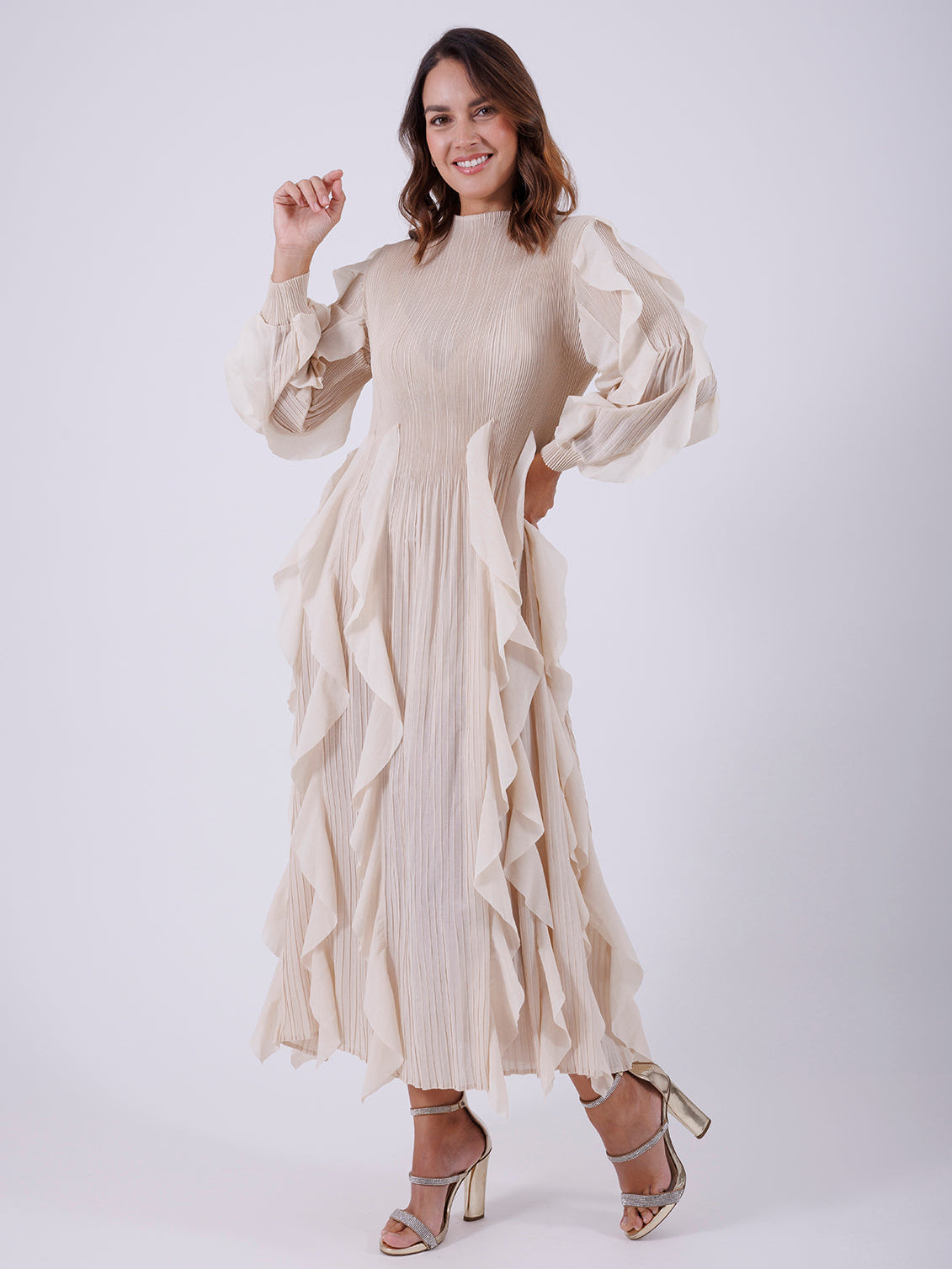 VESTIDO MIDI BEIGE PC3687