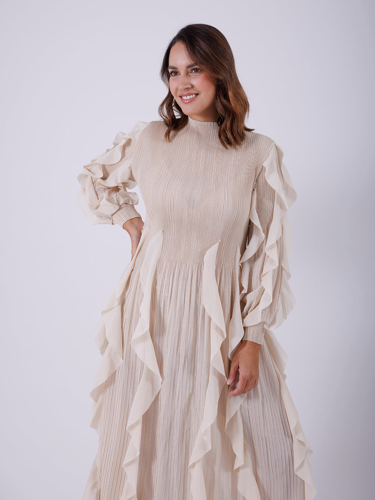 VESTIDO MIDI BEIGE PC3687