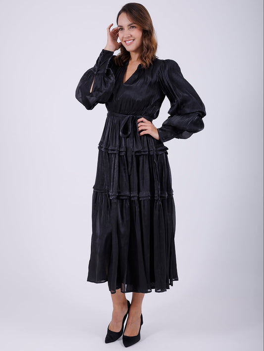 VESTIDO MIDI NEGRO 13075