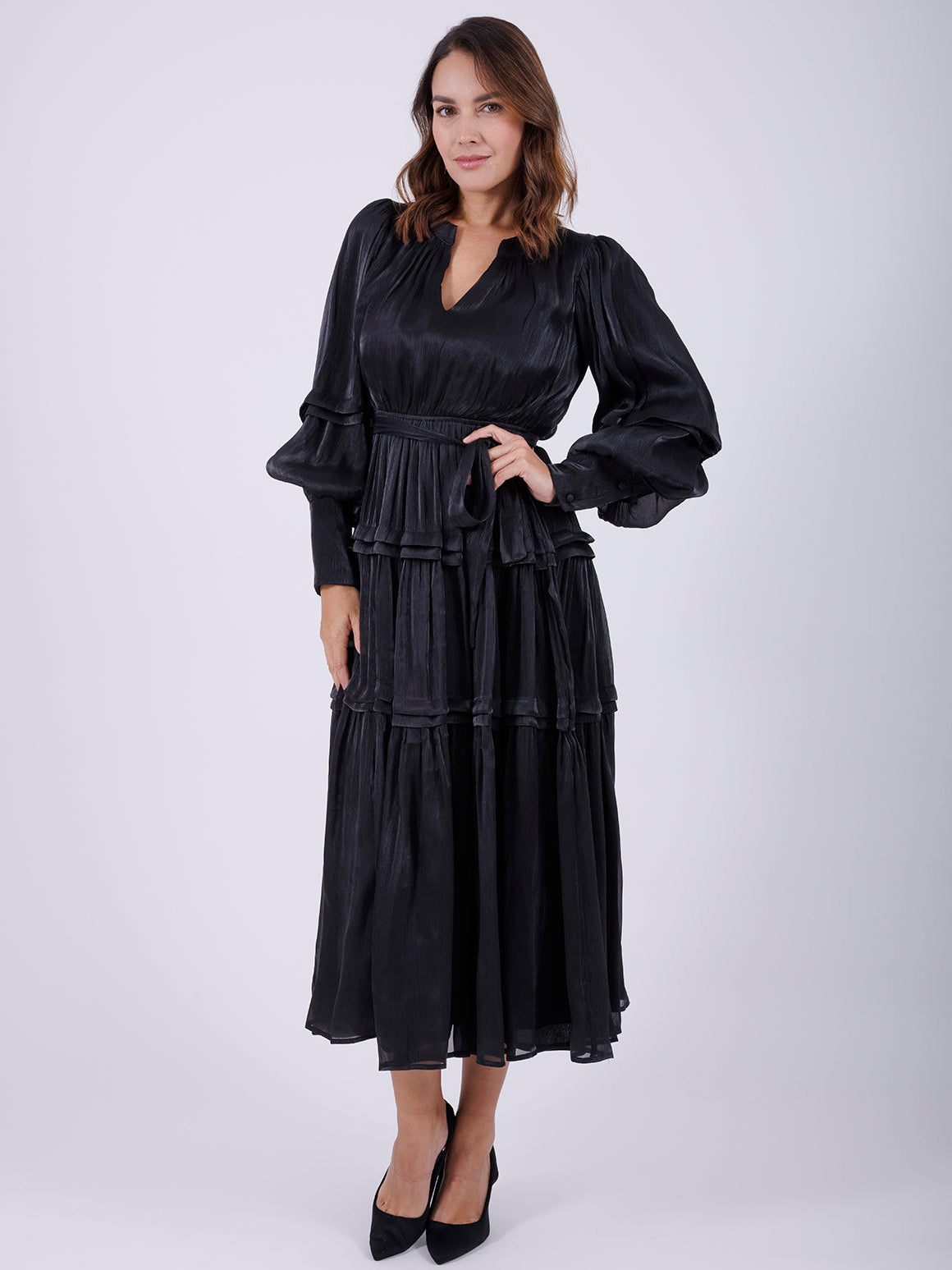 VESTIDO MIDI NEGRO 13075