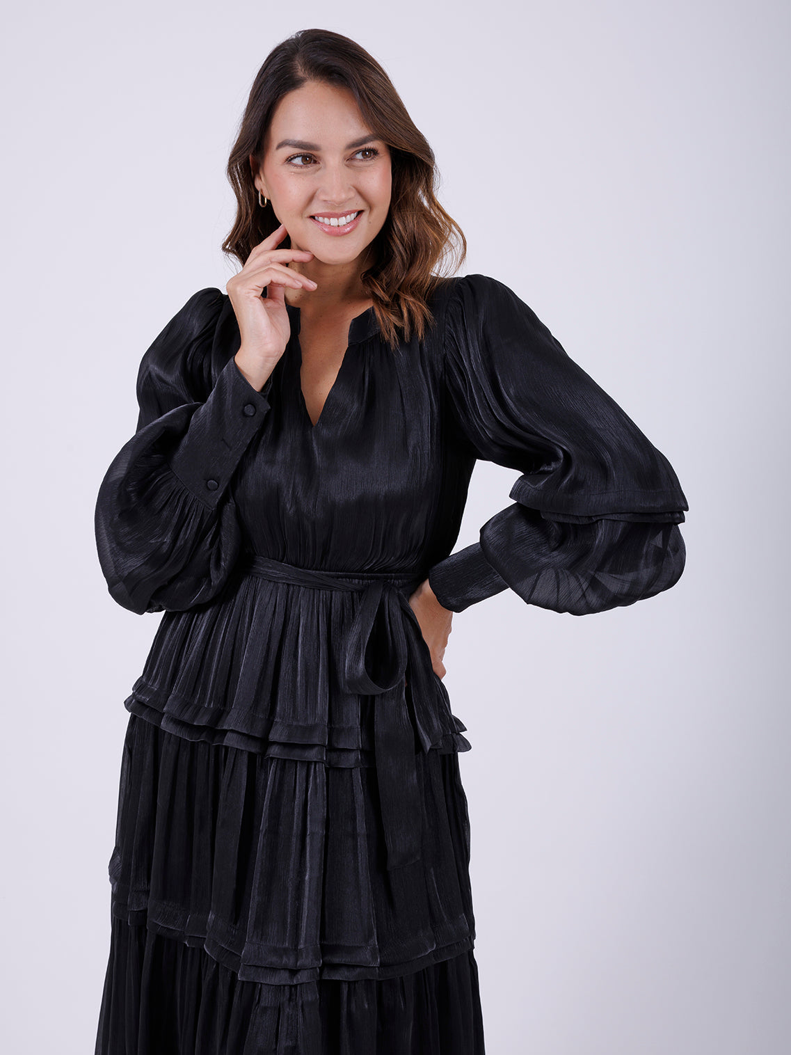 VESTIDO MIDI NEGRO 13075