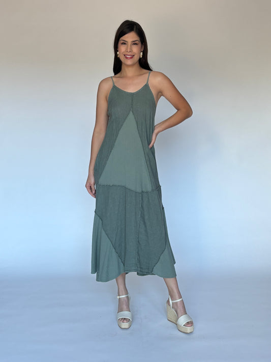 VESTIDO DE LINO VERDE 31107